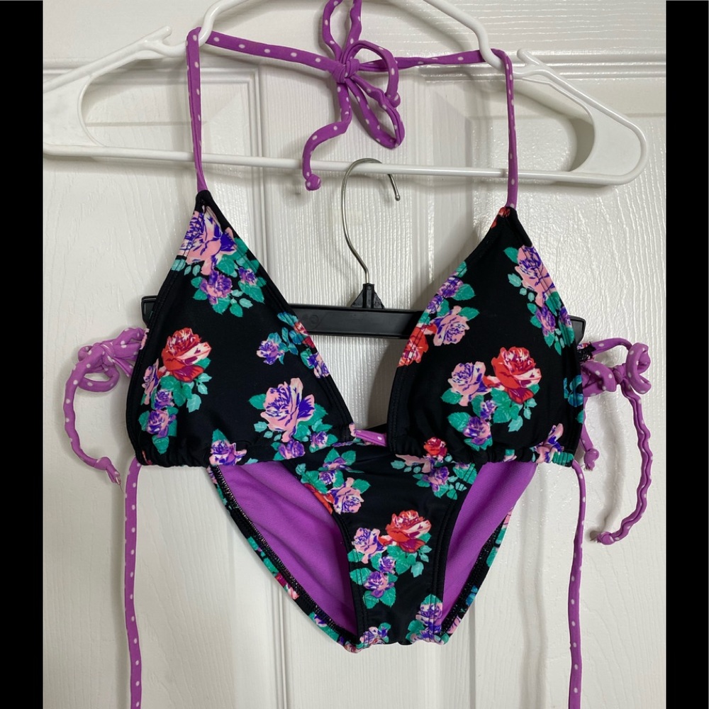 Black floral bikini